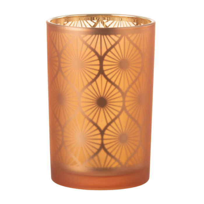 J-Line photophore Losange Fleurs - verre - orange - large