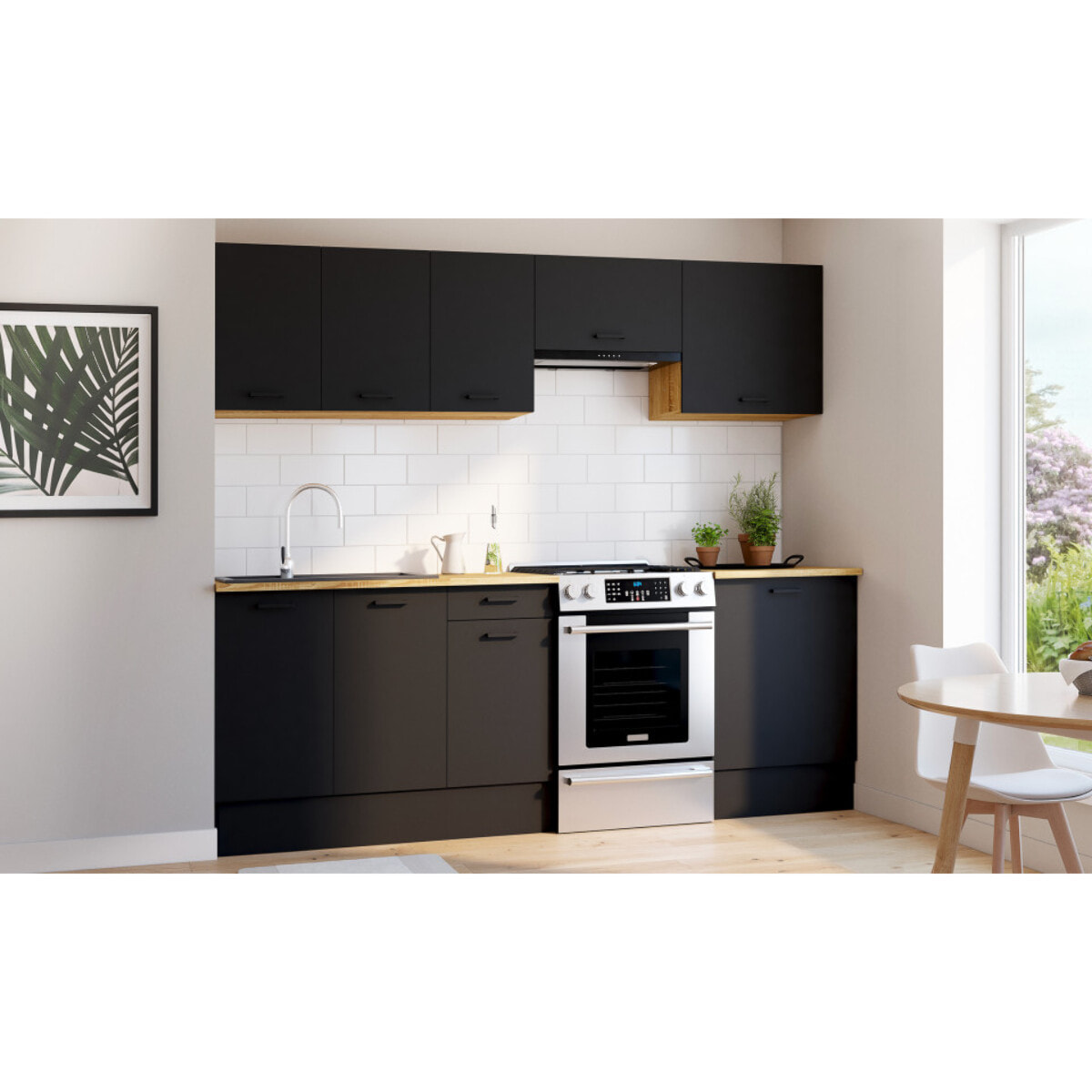 Ensemble de cuisine Allegra 240cm - Bois - Noir