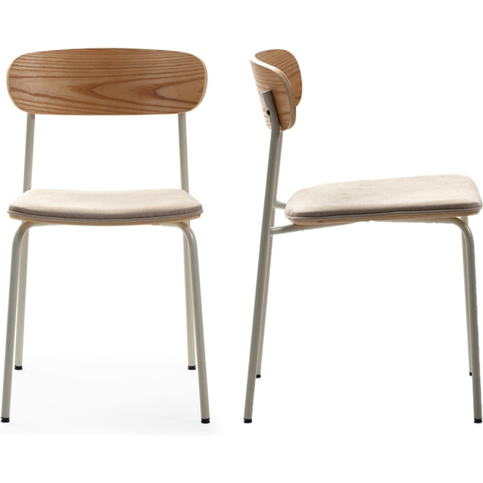 Lot de 2 chaises en tissu et effet bois - SVALA