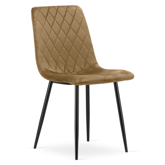 Set di 2 sedie Turin in velluto marrone con gambe nere