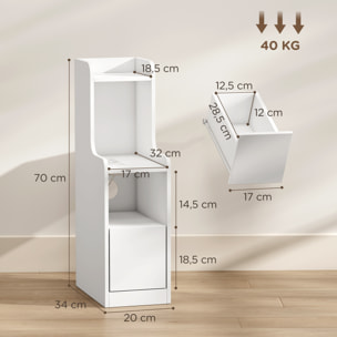 Lot de 2 chevets avec station de charge - tiroir, niches, étagère - blanc