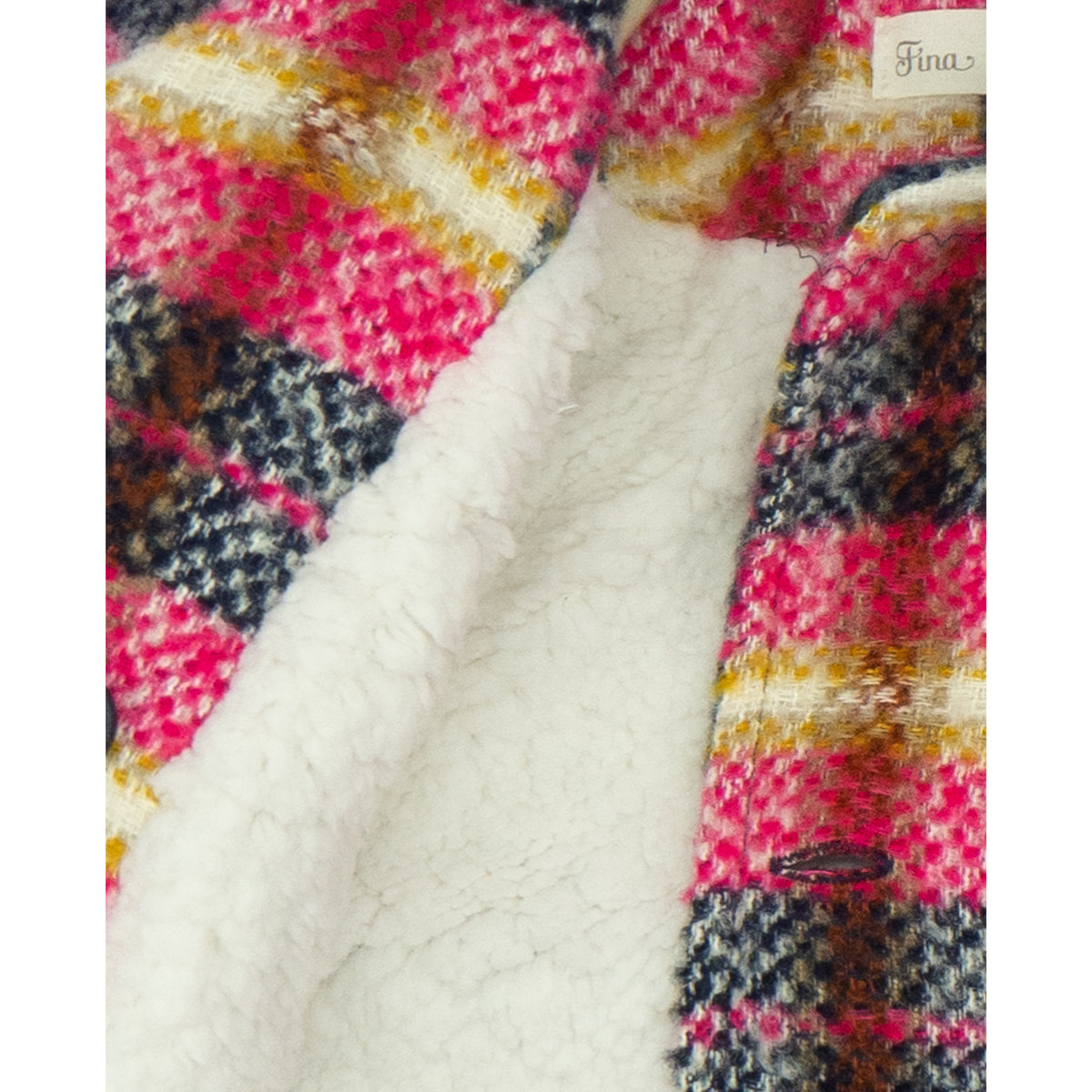 ABRIGO CORTO CUADROS FUCSIA