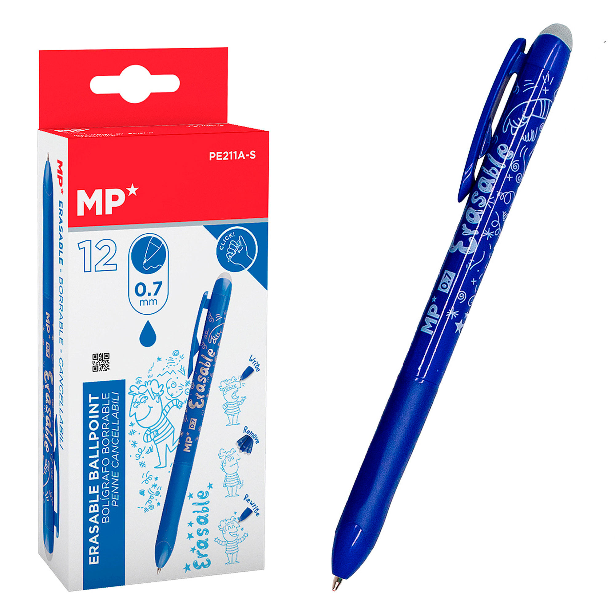 PACK 12 PENNE CANCELLABILI PUNTA 0,7 mm 12 Uds. BLU