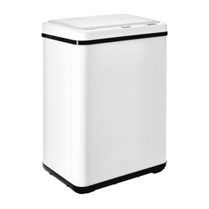 Cubo de basura inteligente sin patas con apertura automática o contacto manual, blanco.