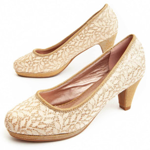 Zapato de tacón - Beige - Altura: 6 cm