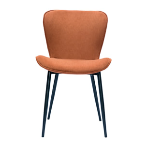 Chaises design en tissu velours côtelé terre brûlée et métal noir (lot de 2) ADDICT