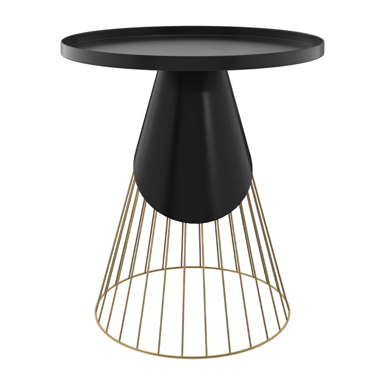 Table d'appoint ronde en métal noir et laiton D45 cm - Corry