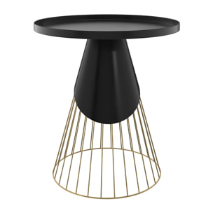 Table d'appoint ronde en métal noir et laiton D45 cm - Corry