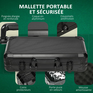 Mallette pro de poker coffret pro poker 300 jetons 2 jeux cartes 5 dés 3 boutons aluminium noir