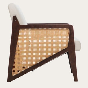 Fauteuil Zelva -bois massif dhévéa et revêtement-couleur noyer 64 x 84 x 80 cm