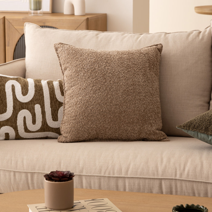 Coussin bouclette Soana beige lin 45x45cm