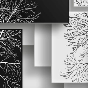 Tableau graphique arbres sur fonds noir et blanc - 80x50 cm Toile imprimée