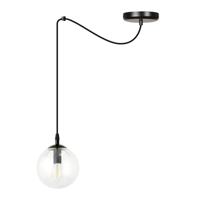 Lampada a sospensione GIGI in acciaio nero e vetro
