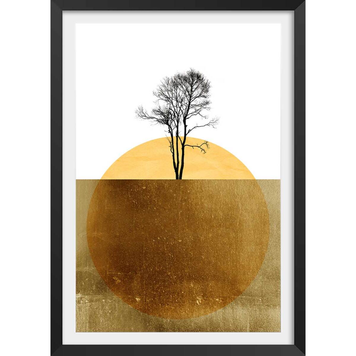 Affiche graphique Golden ocean Affiche + cadre en bois - Noir