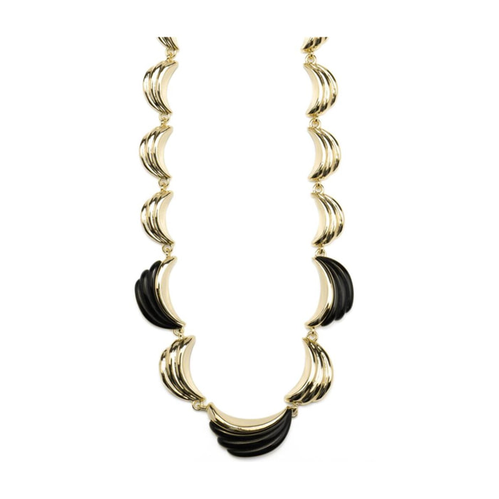Collar con Resina Negra acabado oro 18k
