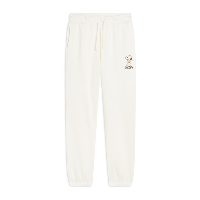 Pantalone jogger donna in felpa con piccola stampa Snoopy