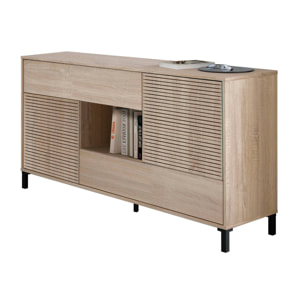 Credenza Waco, Madia moderna a 2 ante, Buffet da soggiorno, Mobile porta TV, Madia con piedini per salotto, cm 151x41h80, Rovere