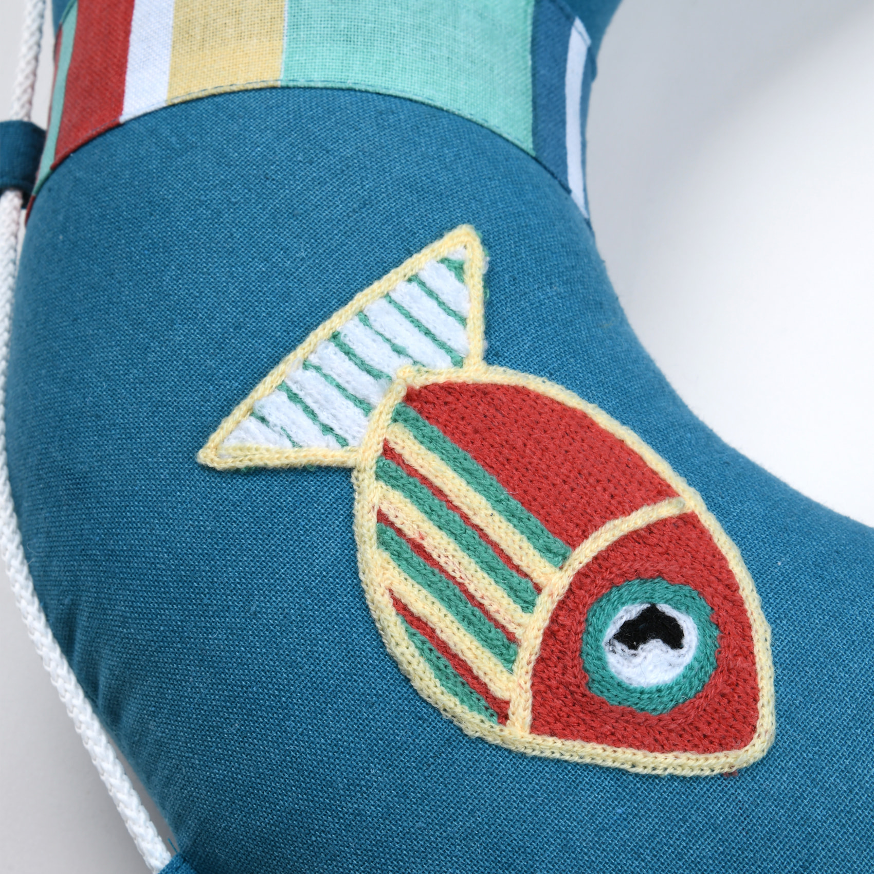 Coussin bouée polycoton - Bleu