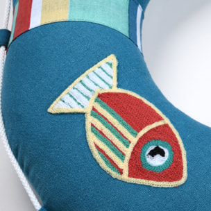 Coussin bouée polycoton - Bleu