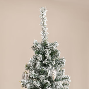 Árbol de Navidad 225 cm Árbol de Navidad Artificial Nevado con 738 Ramas y Soporte de Metal Árbol Navideño para Salón Verde y Blanco