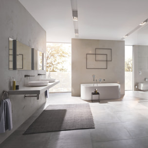 Mitigeur lavabo mural 2 trous Taille L - Hard Graphite brossé