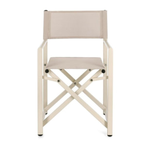 Set di 4 sedie TAYLOR in alluminio beige e textilene beige, pieghevoli