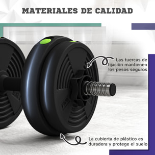 Juego de Mancuernas Ajustables, 2 en 1, 15kg, Juego de Pesas con Barras de Conexión y Mangos Antideslizantes, Pesas y Mancuernas para Hombres y Mujeres, Ejercicio de Fitness, Gimnasio en Casa