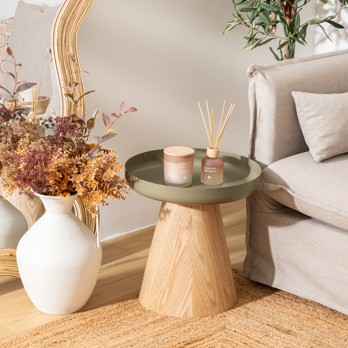 Table d'appoint "Hercyna" vert de gris 41,840x40cm