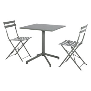 Table de jardin bistrot pliante métal + 2 assises EMILIA + CHIARA
