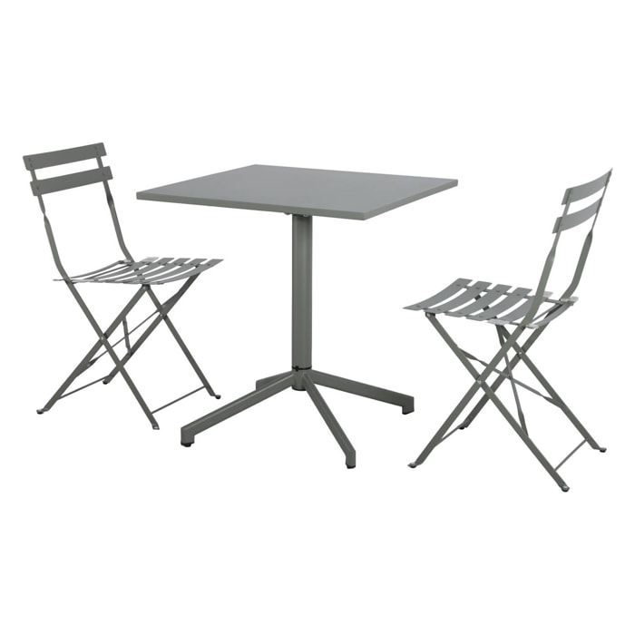 Table de jardin bistrot pliante métal + 2 assises EMILIA + CHIARA
