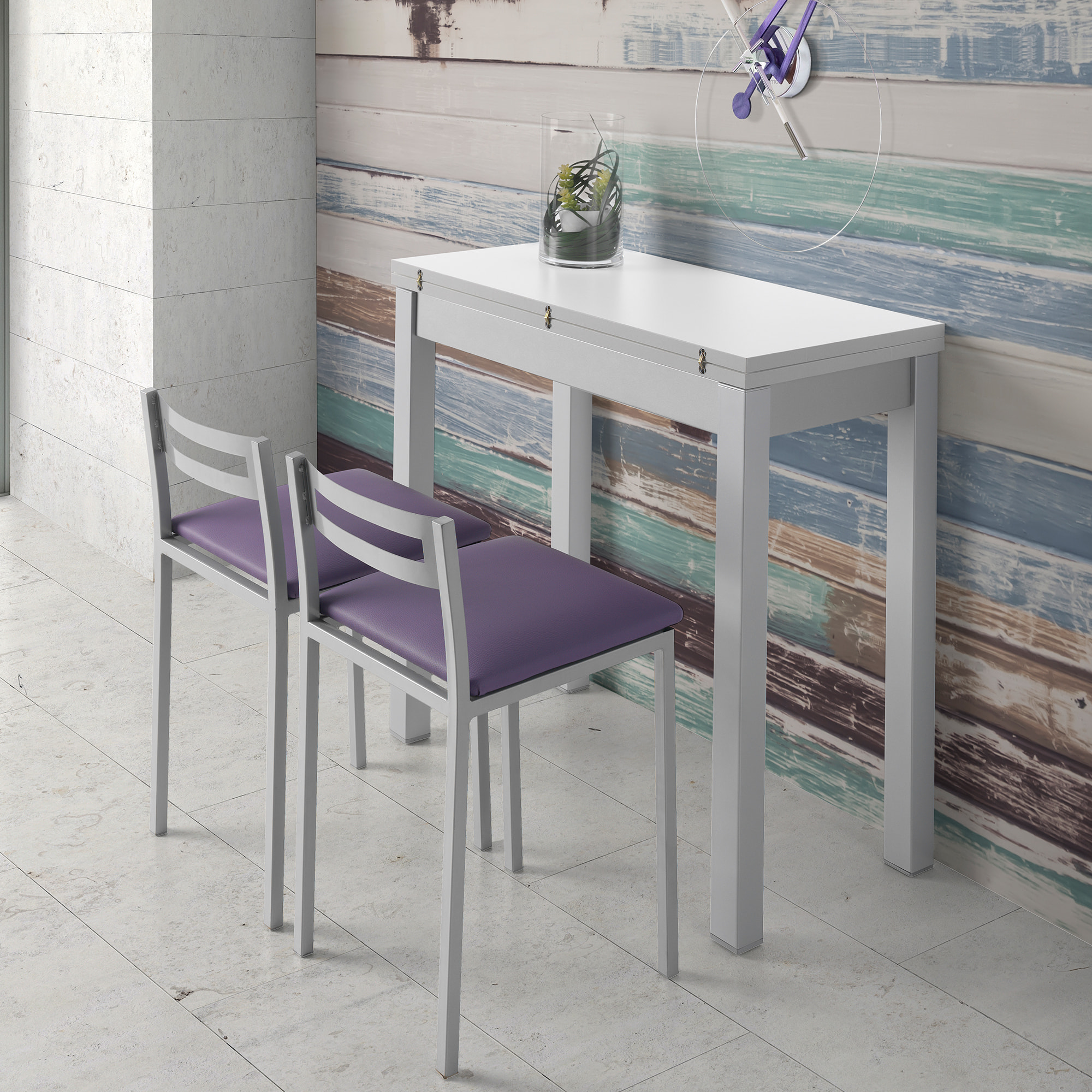 Set de 4 taburetes – Polipiel y metal