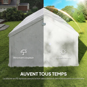 Tente de réception tonnelle de jardin 4 parois amovibles portes zippées 6 x 4 x 3 m acier galvanisé PE blanc