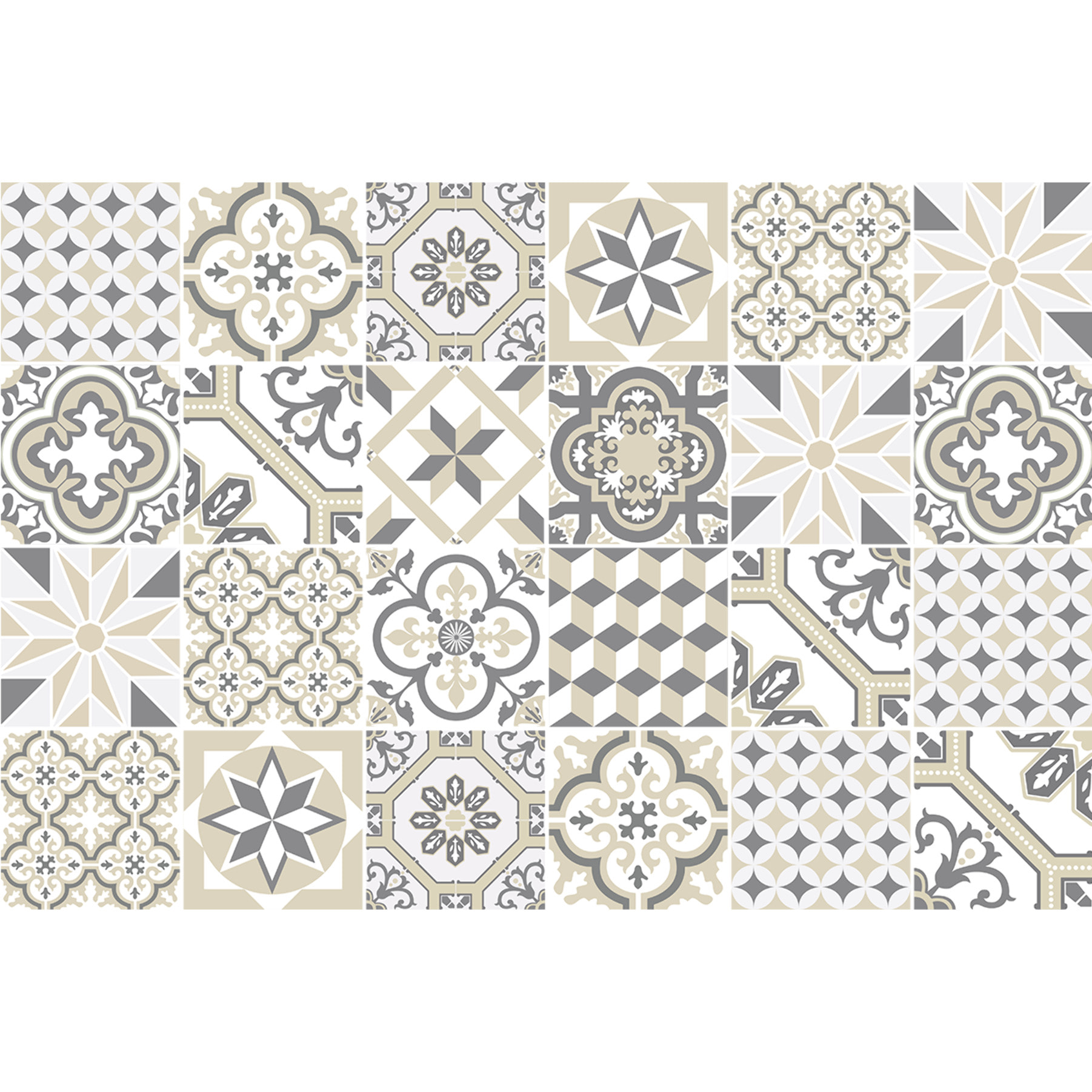 Stickers décoration Meuble - Sticker adhésif Cuisine Salon - 24 STICKERS CARREAUX DE CIMENT MEUBLE AUTHENTIQUES DEBORINA