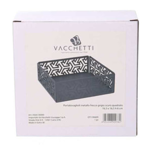 Portatovaglioli in metallo frecce grigio quadrato cm16,5x16,5x6