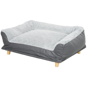 Canapé pour chien grande taille dim. 100L x 70l x 30H cm - housse zippée lavable - bois polyester gris