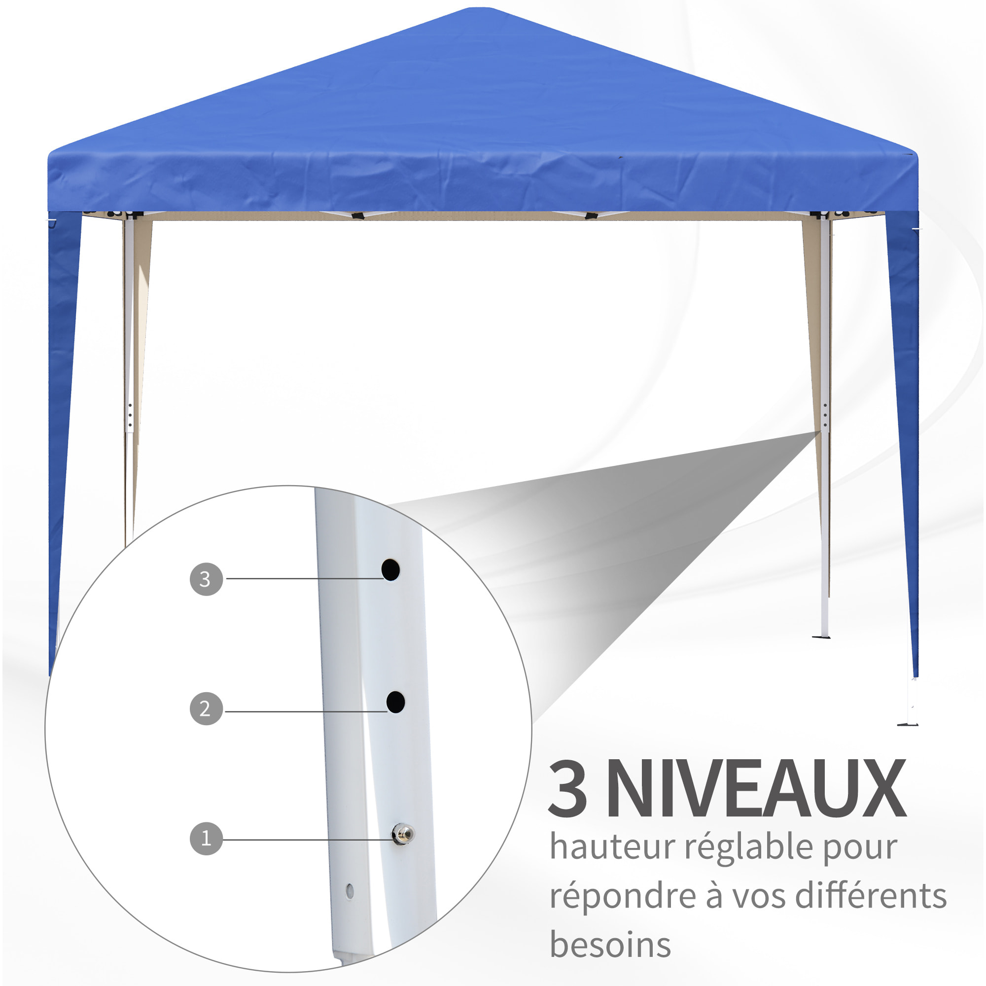 Tonnelle barnum de jardin pliant anti-UV + sac de transport acier Oxford 3 x 3 x 2,55 m bleu