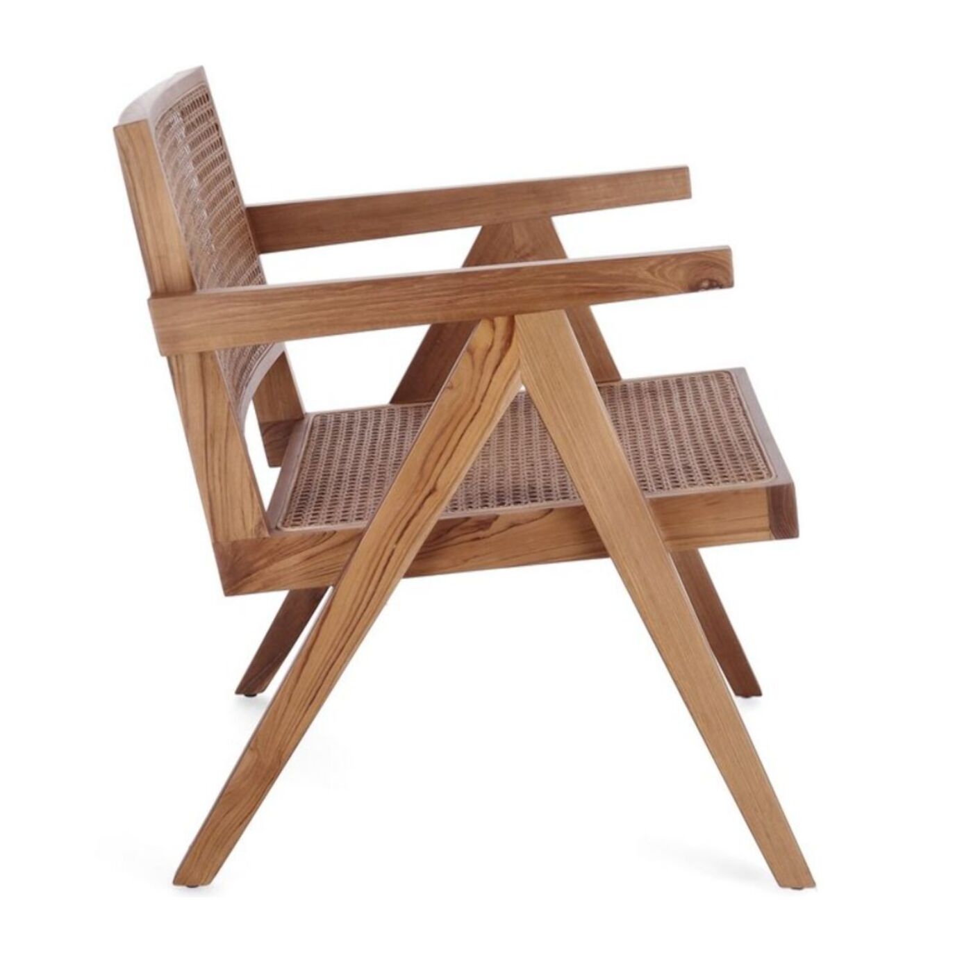 Poltrona lounge GALIA in legno di teak naturale e rattan