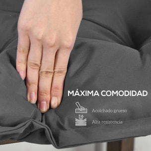 Cojín para Banco de Jardín Acolchado 100x40x10 cm Cojín Rectangular para Interior y Exterior con Relleno Grueso y Cintas de Sujeción Gris Oscuro