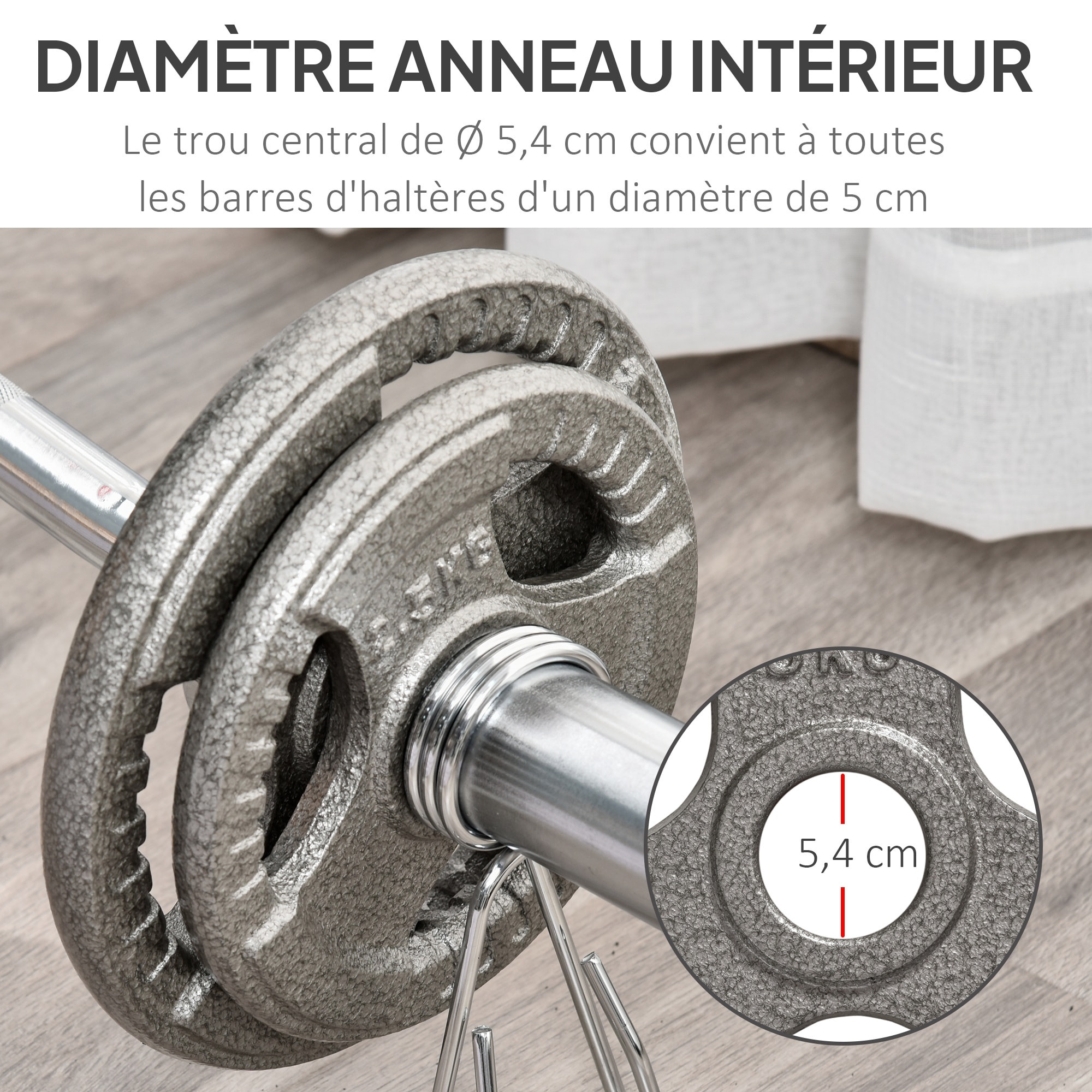 Disques de poids 2,5/2,5/5/5 Kg - 4 poids de musculation - dia. trou 5,4 cm - acier
