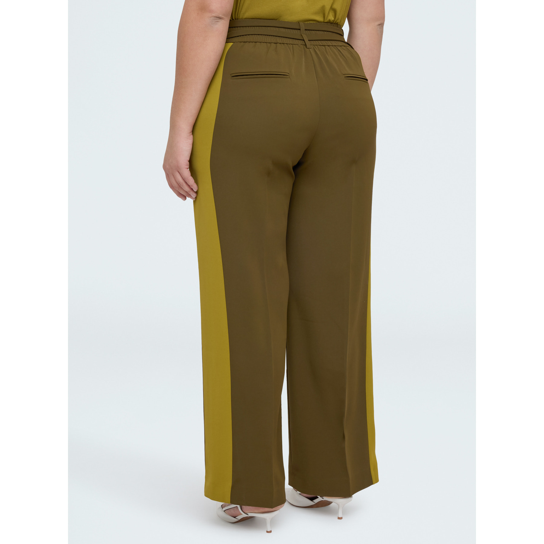 Fiorella Rubino - Pantalones Wide Leg bicolor - Verde militare