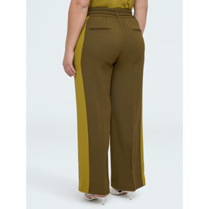 Fiorella Rubino - Pantalones Wide Leg bicolor - Verde militare