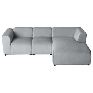 Suaro - Canapé modulable d'angle droit 4 places en tissu texturé - Gris
