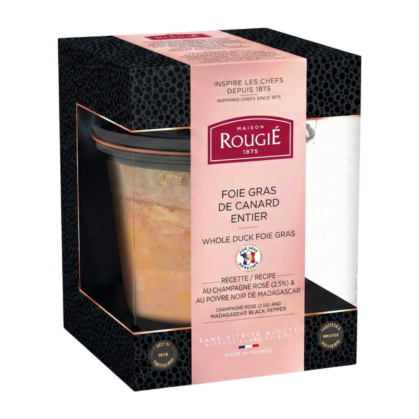 Foie Gras de Canard Entier recette au Champagne rosé et Poivre Madagascar 180g