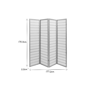 Paravent japonais en bois et papier de riz L177 cm GIBON