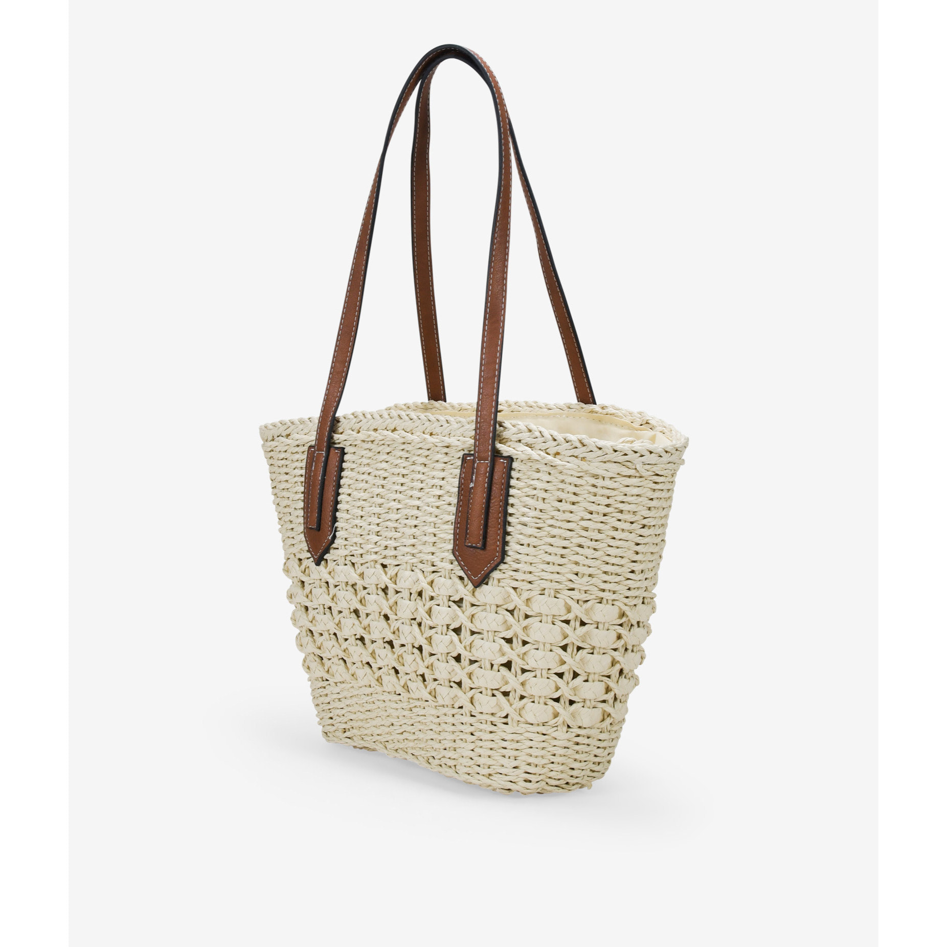 Capazo beige en rafia con cremallera