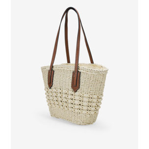 Capazo beige en rafia con cremallera