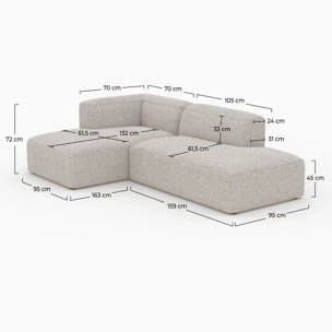 Canapé d'angle gauche modulable en tissu beige - Hestia