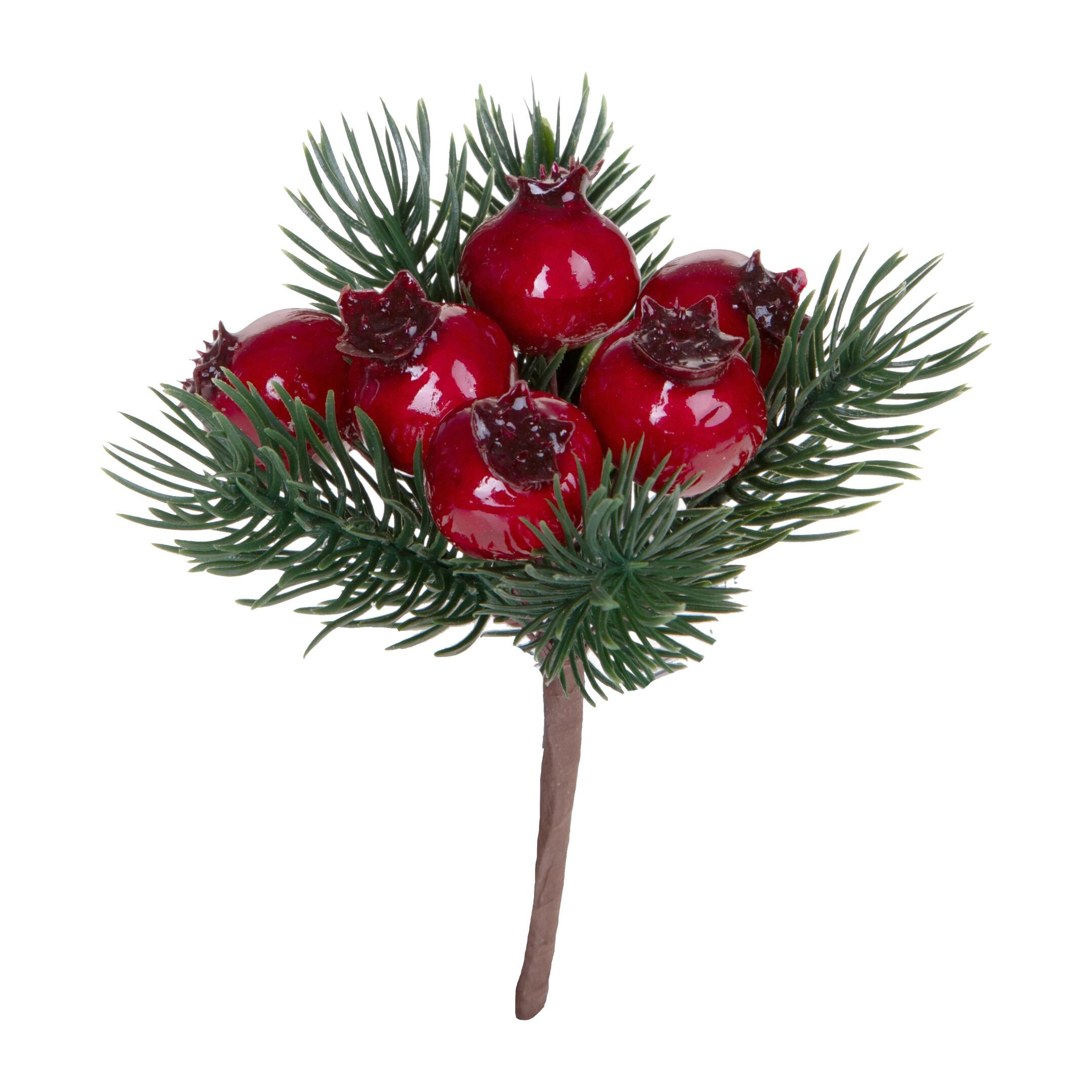 Pick con bacche e abete - Pezzi 24 - ROSSO - Bianchi Dino SpA