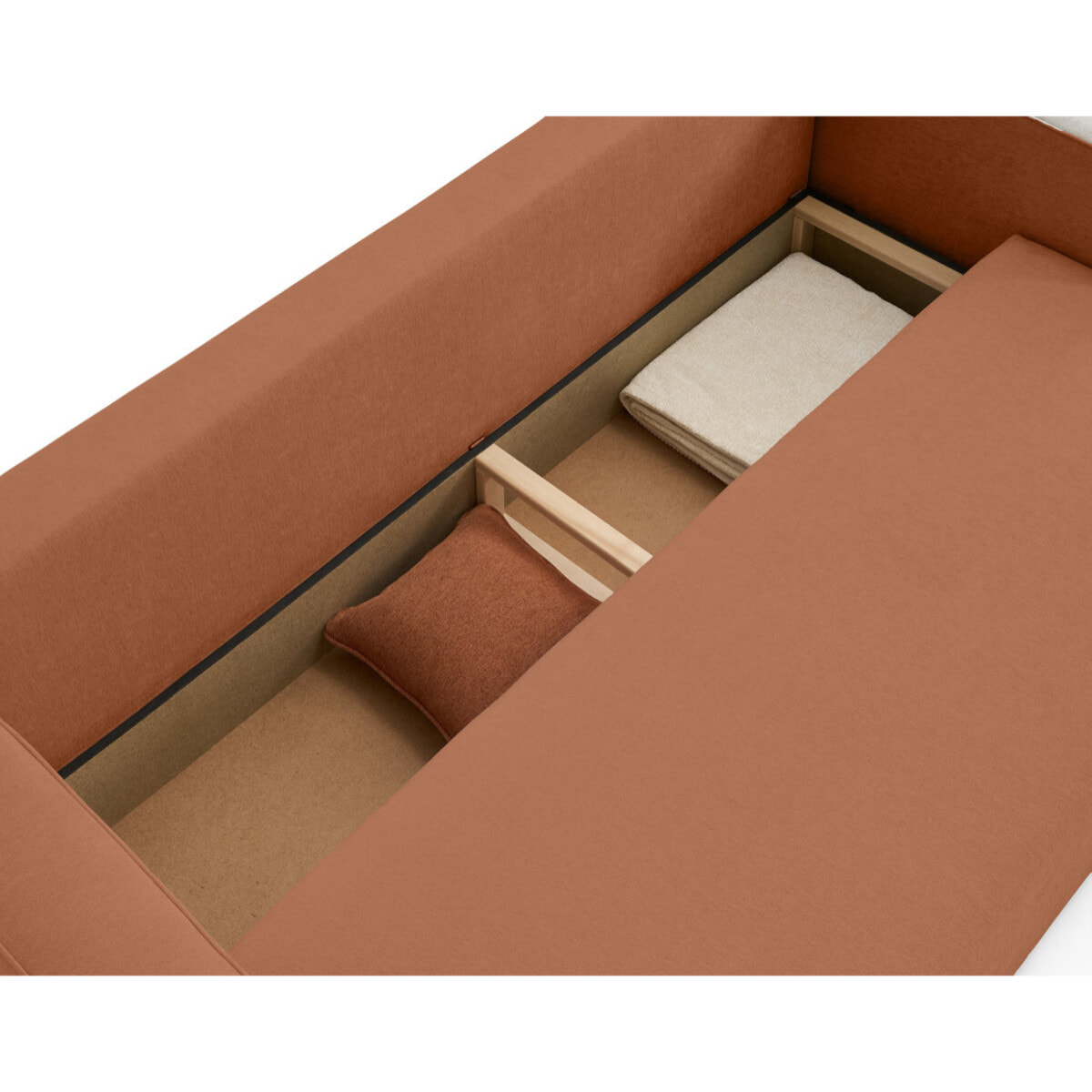 Topaze - canapé 3 places - convertible avec coffre - en tissu - Terracotta