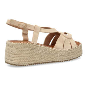 Sandalia de cuña de yute para mujer, comodas y elegantes, diseño moderno con tiras en la pala